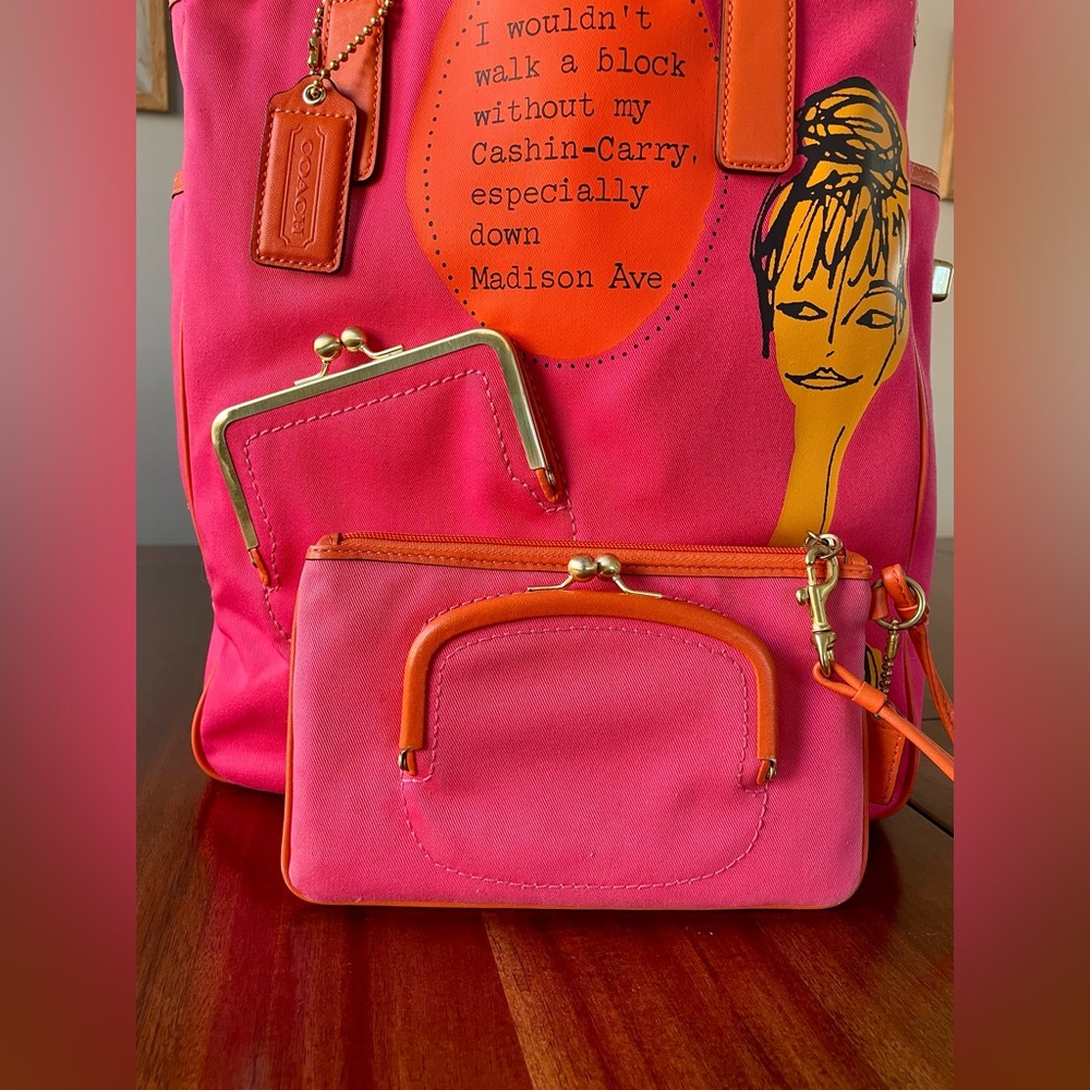 โผ๏ธโผ๏ธSOLD Coach Bonnie Cashin Kisslock Tote and Wristlet Set - Picture 4 of 17